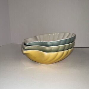 Set of 3 WCL Shell Shaped Dishes Yellow‎ Green Blue Dessert Appetizer Dip Bowls